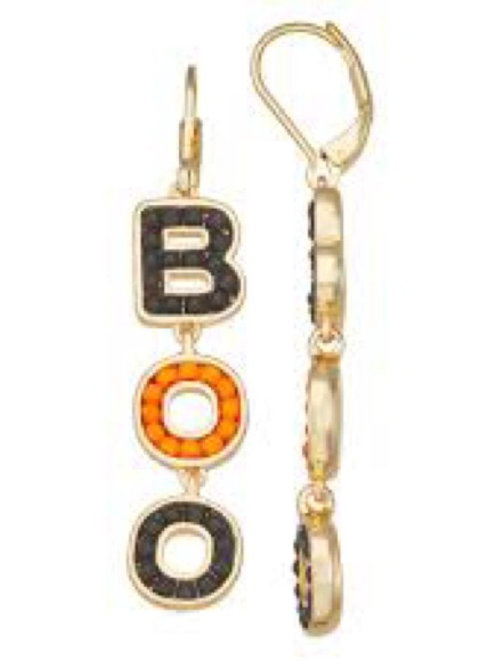 Napier Halloween BOO Dangle Earrings with Black rand Orange Accents